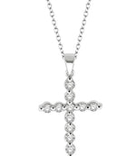 Load image into Gallery viewer, 1/10 Ctw Round Cut Diamond Cross Pendant in Sterling Silver with Chain