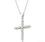 Load image into Gallery viewer, 1/10 Ctw Round Cut Diamond Cross Pendant in Sterling Silver with Chain