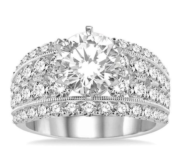 2 1/10 Ctw Diamond Semi-Mount Engagement Ring in 14K White Gold