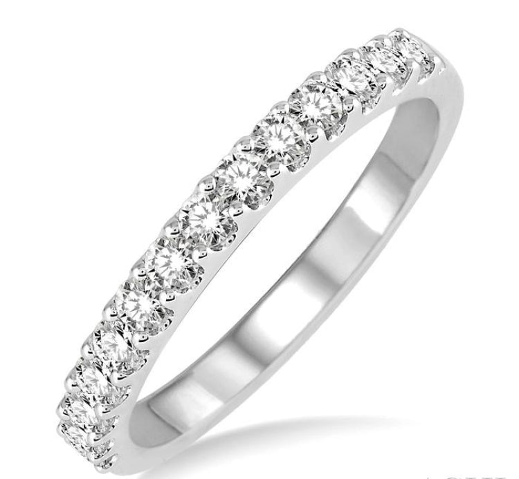 1/2 Ctw Round Cut Diamond Wedding Band in 14K White Gold