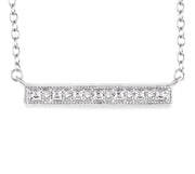 1/20 Ctw Round Cut Diamond Stick Pendant in Sterling Silver with Chain