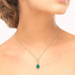 Load image into Gallery viewer, 6x4 MM Oval Cut Emerald and 1/10 Ctw Round Cut Diamond Pendant in 10K Yellow Gold with Chain