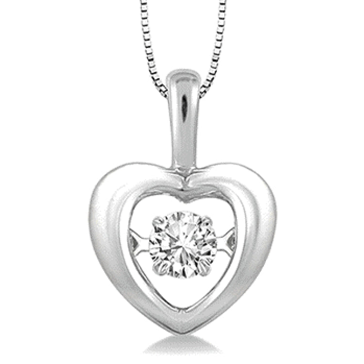 1/20 Ctw Round Cut Diamond Emotion Pendant in 10K White Gold with Chain