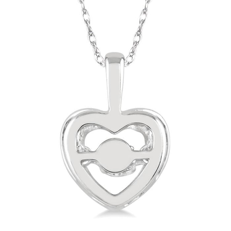1/20 Ctw Round Cut Diamond Emotion Pendant in 10K White Gold with Chain