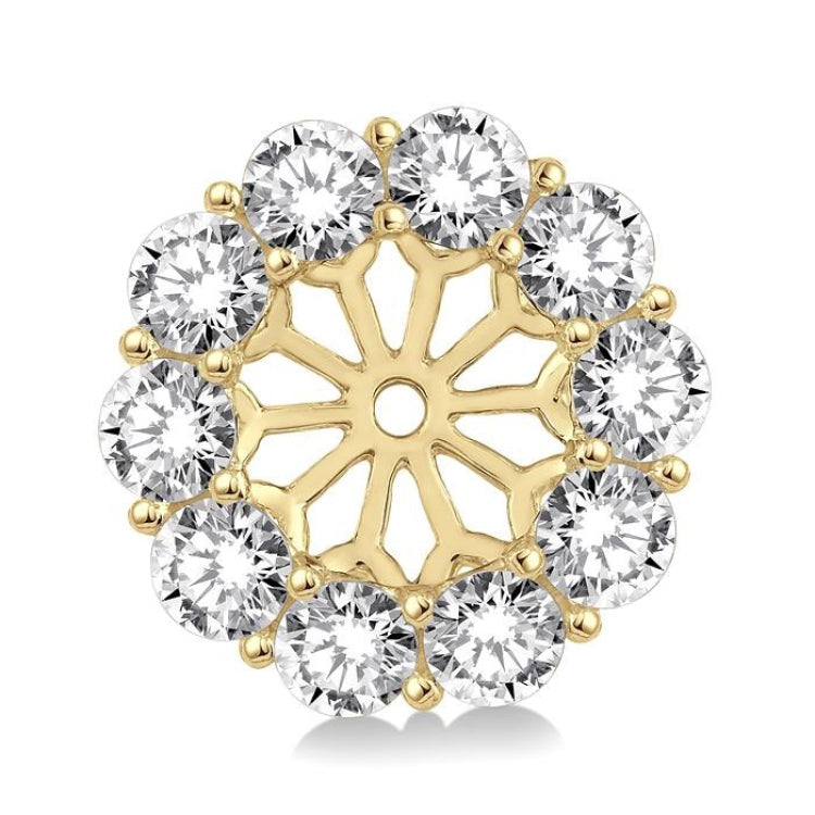 3/4 Ctw Round Cut Diamond Earring Jacket in 14K Yellow Gold