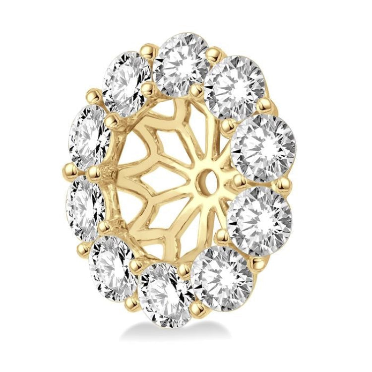 3/4 Ctw Round Cut Diamond Earring Jacket in 14K Yellow Gold