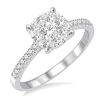 Load image into Gallery viewer, 3/4 Ctw Round Cut Lovebright Diamond Ring in 14K White Gold