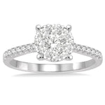 Load image into Gallery viewer, 3/4 Ctw Round Cut Lovebright Diamond Ring in 14K White Gold