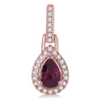 Load image into Gallery viewer, 6x4 MM Pear Shape Rhodolite Garnet and 1/5 Ctw Round Cut Diamond Earrings in 10K Rose Gold