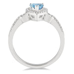 Load image into Gallery viewer, 7x5 MM Pear Shape Aquamarine and 1/6 Ctw Round Cut Diamond Ring in 14K White Gold