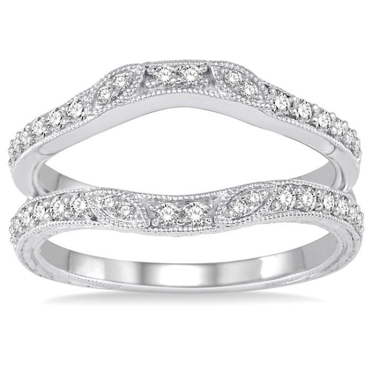 1/3 Ctw Round Diamond Insert Ring in 14K White Gold