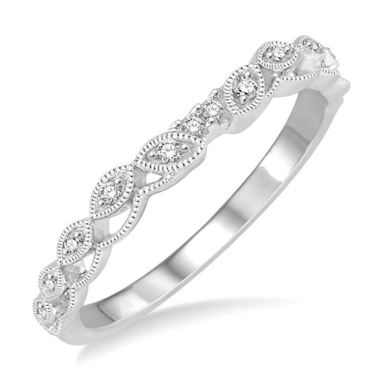 1/20 Ctw Round Cut Diamond Wedding Band in 14K White Gold