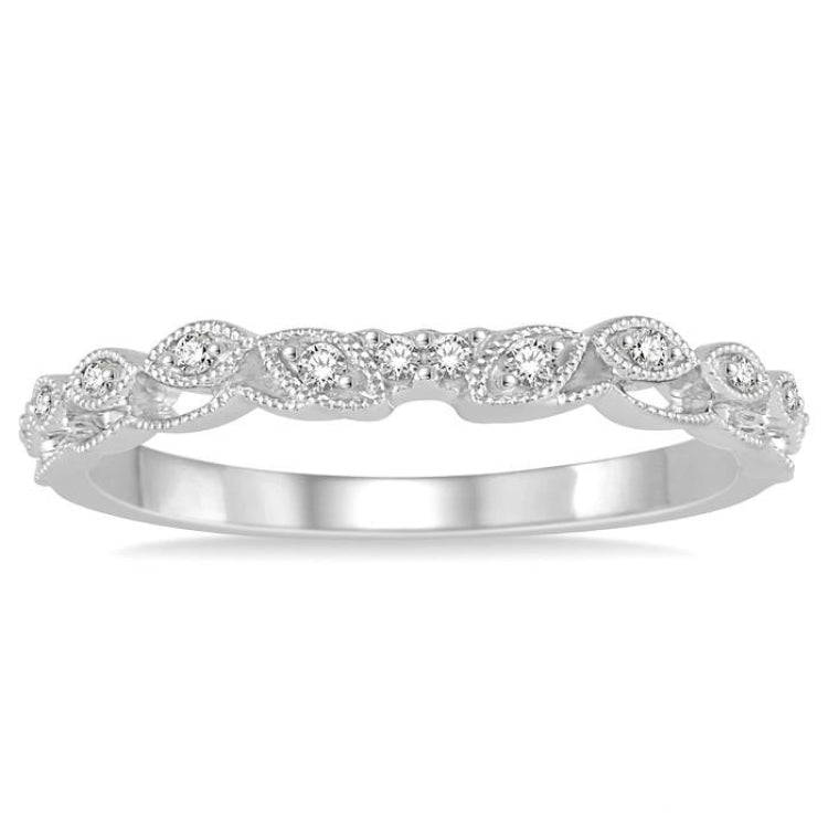 1/20 Ctw Round Cut Diamond Wedding Band in 14K White Gold
