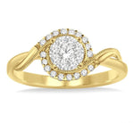 Load image into Gallery viewer, 1/3 Ctw Round Cut Diamond Lovebright Engagement Ring in 14K Yellow and White Gold