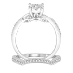 Load image into Gallery viewer, 5/8 Ctw Round Cut Diamond Lovebright Bridal Set with 1/2 Ctw Engagement Ring and 1/6 Ctw Wedding Band in 14K White Gold