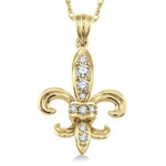 Load image into Gallery viewer, 1/6 Ctw Round Cut Diamond Fleur De Lis Pendant in 14K Yellow Gold with Chain
