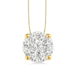 Load image into Gallery viewer, 1 Ctw Lovebright Round Cut Diamond Pendant in 14K Yellow and White Gold with Chain