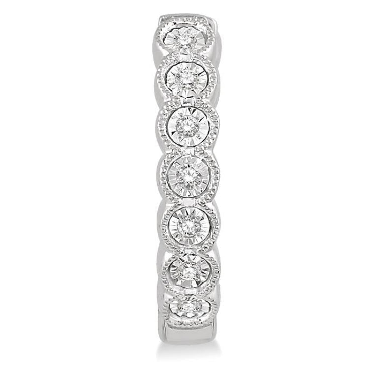 1/10 Ctw Lattice Round Cut Diamond Hoop Earrings in 10K White Gold
