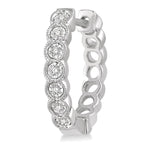 Load image into Gallery viewer, 1/10 Ctw Lattice Round Cut Diamond Hoop Earrings in 10K White Gold