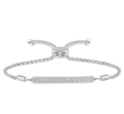1/20 Ctw Horizontal Bar Round Cut Diamond Sterling Silver Lariat Bracelet