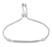 1/20 Ctw Horizontal Bar Round Cut Diamond Sterling Silver Lariat Bracelet