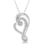 Load image into Gallery viewer, 1/6 Ctw Split Side Double Heart Round Cut Diamond Pendant With Link Chain in 10K White Gold