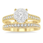Load image into Gallery viewer, 1 Ctw Diamond Wedding Set with 3/4 Ctw Lovebright Round Cut Engagement Ring and 1/4 Ctw Wedding Band in 14K Yellow and White Gold