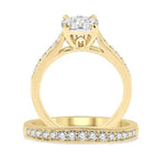 Load image into Gallery viewer, 1 Ctw Diamond Wedding Set with 3/4 Ctw Lovebright Round Cut Engagement Ring and 1/4 Ctw Wedding Band in 14K Yellow and White Gold