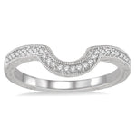 Load image into Gallery viewer, 1/6 Ctw Curve Center Round Cut Diamond Wedding Band in 14K White Gold