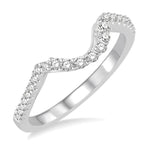 Load image into Gallery viewer, 1/4 Ctw Curved Center Round Cut Diamond Wedding Band in 14K White Gold
