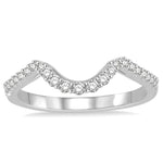 Load image into Gallery viewer, 1/4 Ctw Curved Center Round Cut Diamond Wedding Band in 14K White Gold