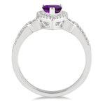 Load image into Gallery viewer, 7x5 MM Pear Shape Amethyst and 1/6 Ctw Round Cut Diamond Ring in 10K White Gold
