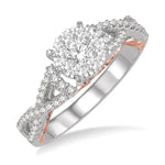 Load image into Gallery viewer, 5/8 Ctw Round Diamond Lovebright Crossover Shank Engagement Ring in 14K White and Rose Gold
