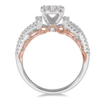 Load image into Gallery viewer, 5/8 Ctw Round Diamond Lovebright Crossover Shank Engagement Ring in 14K White and Rose Gold