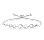 1/20 Ctw Triple Infinity Link Round Cut Diamond Sterling Silver Lariat Bracelet