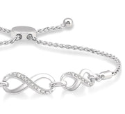 1/20 Ctw Triple Infinity Link Round Cut Diamond Sterling Silver Lariat Bracelet