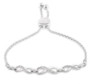 1/20 Ctw Triple Infinity Link Round Cut Diamond Sterling Silver Lariat Bracelet