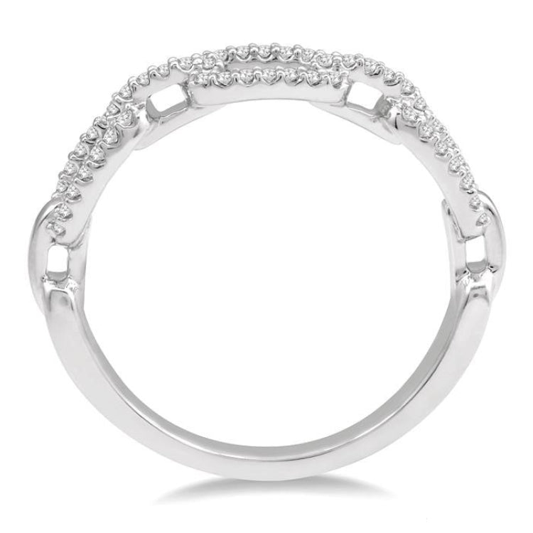 1/5 Ctw Interlocked Links Round Cut Diamond Ladies Ring in 14K White Gold