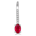 Load image into Gallery viewer, 5x3 MM Oval Cut Ruby and 1/20 Ctw Round Cut Diamond Precious Earrings in 10K White Gold