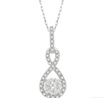 Load image into Gallery viewer, 1/4 Ctw Winding Round Cut Diamond Lovebright Pendant With Link Chain in 14K White Gold
