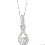 Load image into Gallery viewer, 1/4 Ctw Winding Round Cut Diamond Lovebright Pendant With Link Chain in 14K White Gold