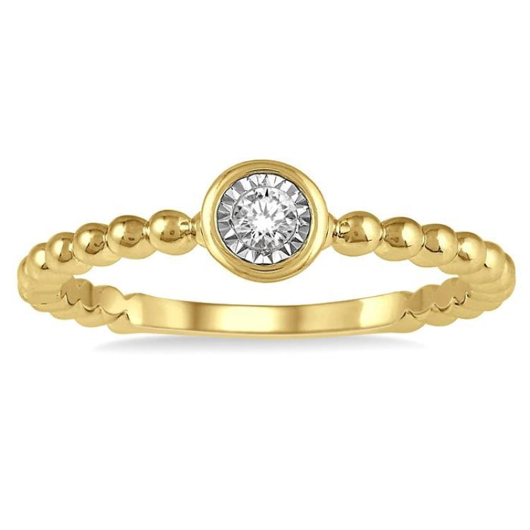 1/50 Ctw Round Cut lattice Diamond Promise Ring in Ball Shape 10K Yellow Gold