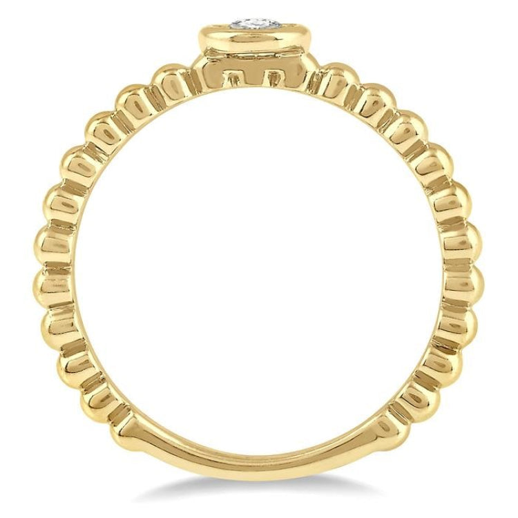 1/50 Ctw Round Cut lattice Diamond Promise Ring in Ball Shape 10K Yellow Gold