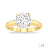 1/4 Ctw Lovebright Round Cut Diamond Ring in 14K Yellow and White Gold