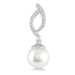 Load image into Gallery viewer, 7x7 MM Round Cut Cultured Pearls and 1/6 Ctw Round Cut Diamond Earrings in 14K White Gold