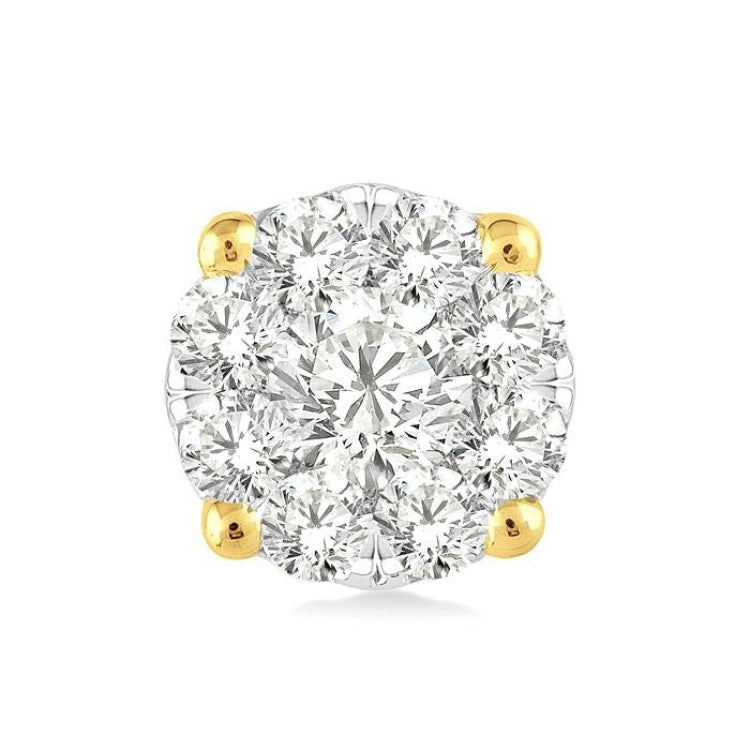 1/6 Ctw Lovebright Round Cut Diamond Stud Earrings in 14K Yellow Gold