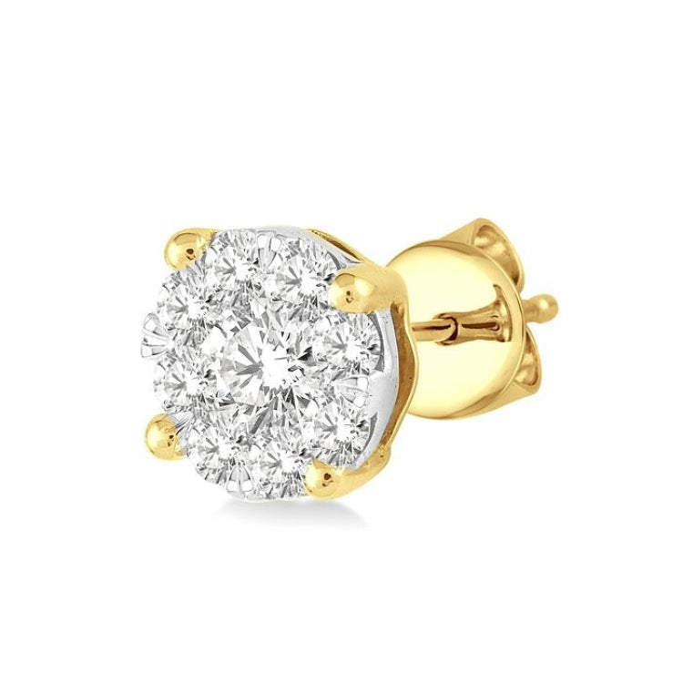 1/6 Ctw Lovebright Round Cut Diamond Stud Earrings in 14K Yellow Gold