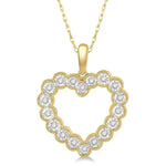 Load image into Gallery viewer, 1/8 Ctw Heart Charm Round Cut Diamond Pendant With Link Chain in 10K Yellow Gold