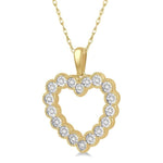 Load image into Gallery viewer, 1/8 Ctw Heart Charm Round Cut Diamond Pendant With Link Chain in 10K Yellow Gold