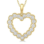 Load image into Gallery viewer, 1/8 Ctw Heart Charm Round Cut Diamond Pendant With Link Chain in 10K Yellow Gold